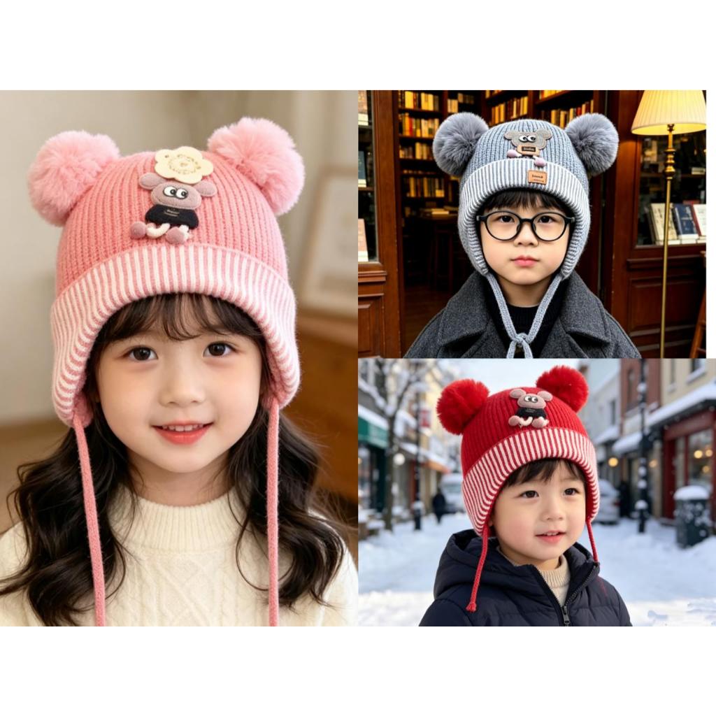 Touca Gorro Desenho De Ratinho Com Pompom Tampa Olhea Forrada Para Infantil (6mes-6anos)