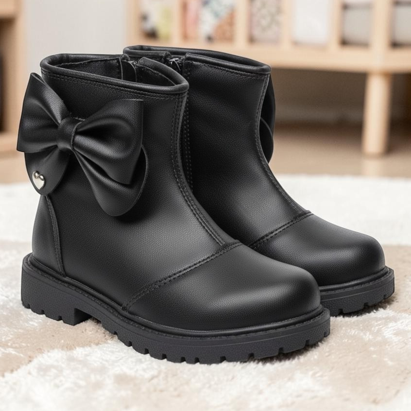 Bota Infantil Menina Laço Delicado Coração Confortável