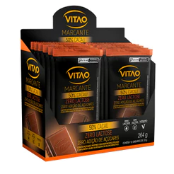 Chocolate Sem Lactose 50% Cacau Zero Açúcar Vegano Vitao Marcante - Kit 12 Unidades 22G