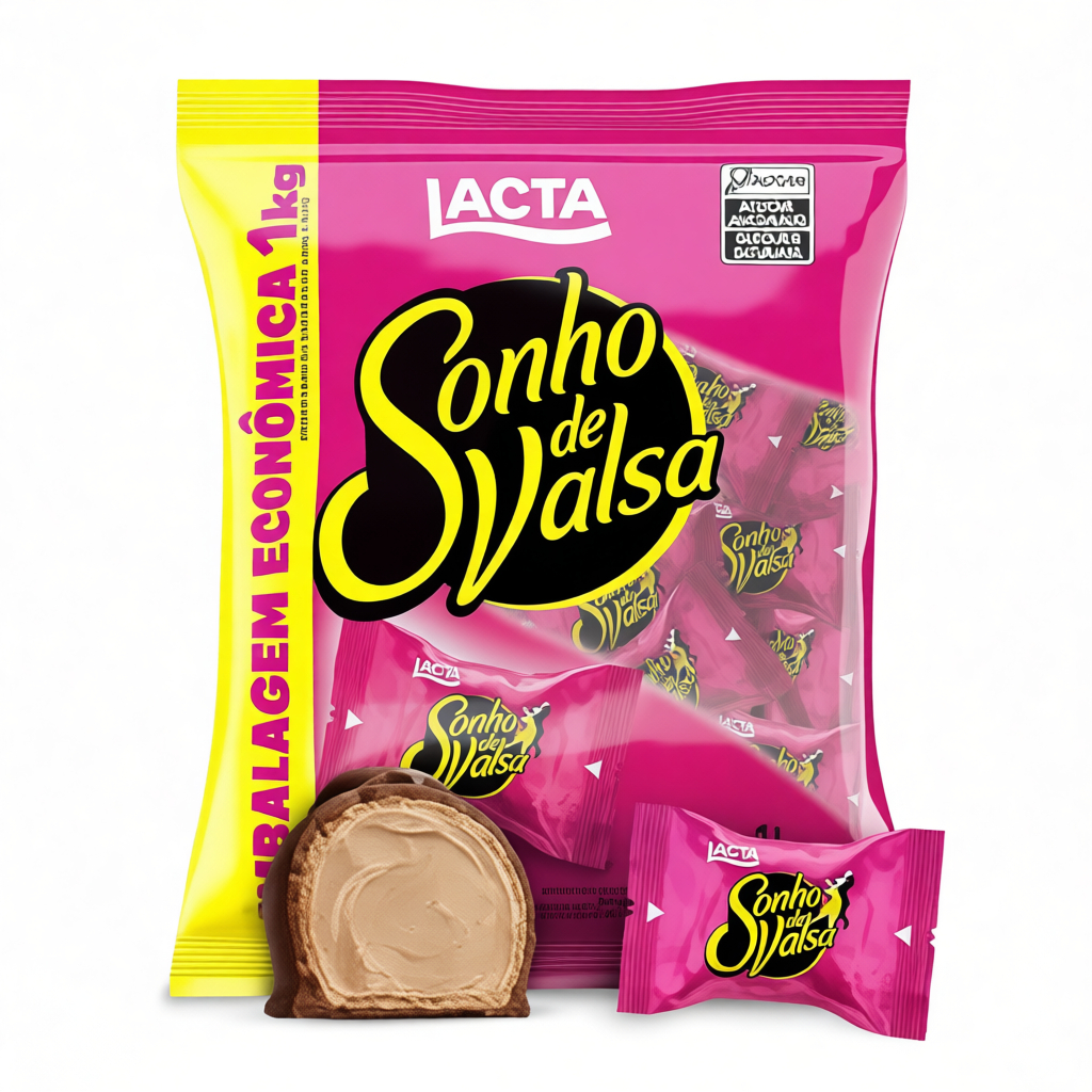 Bombom Sonho de Valsa Lacta 1kg - Cobertura de Chocolate com Recheio de Castanha