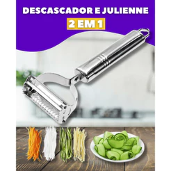 Descascador e Fatiador Legumes e Frutas Corte a Julienne Dupla Lâmina em Inox
