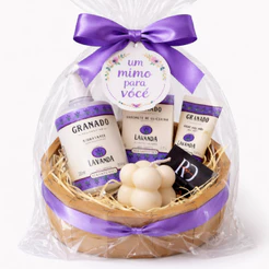 Kit Presente Feminino Spa Lavanda Granado com Hidratante, Creme para Mãos, Sabonete e Vela Aromática