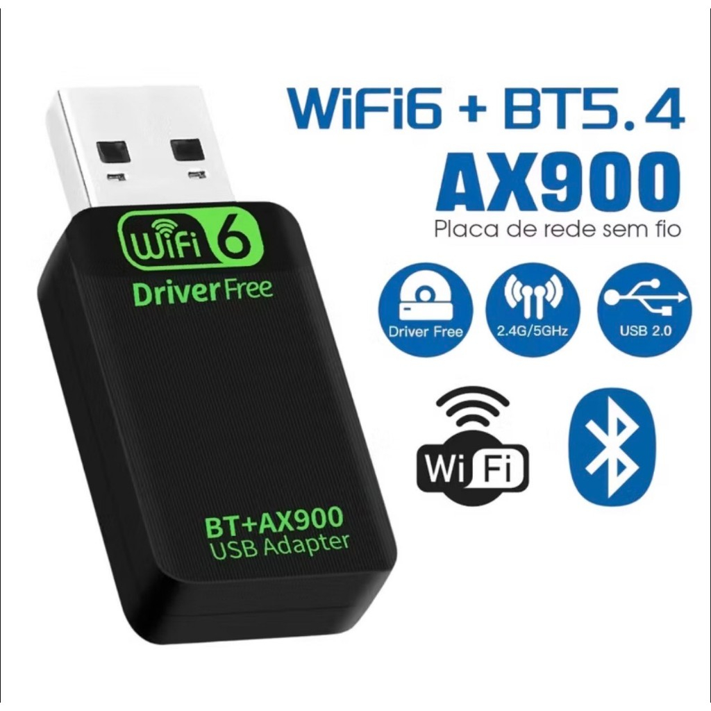 AC ADAPTADOR USB WIFI + BLUETOOTH 5.4 / AC ADAPTADOR USB WIFI 2.4 COMUM