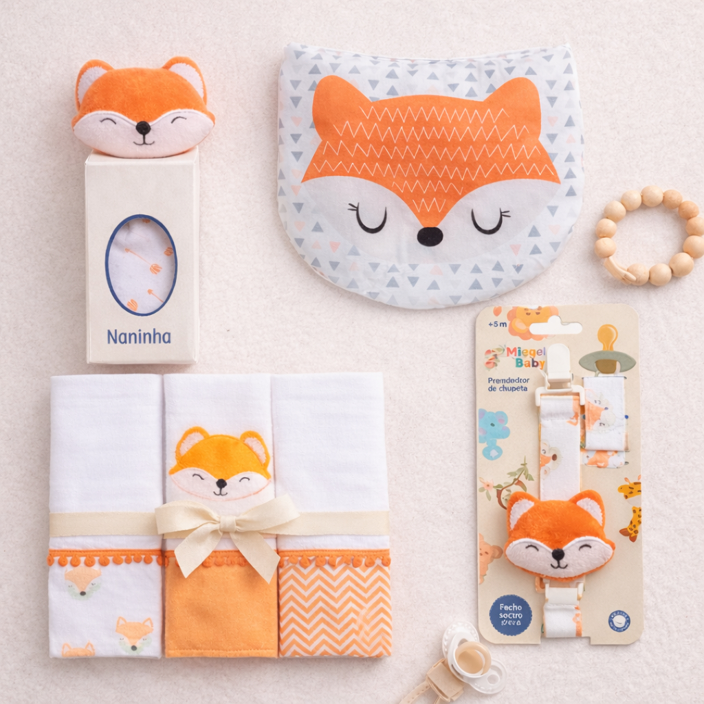 Naninha + Prendedor de chupeta + Fralda de Boca + Travesseiro Anatômico 100% Algodão em Oferta na Shopee