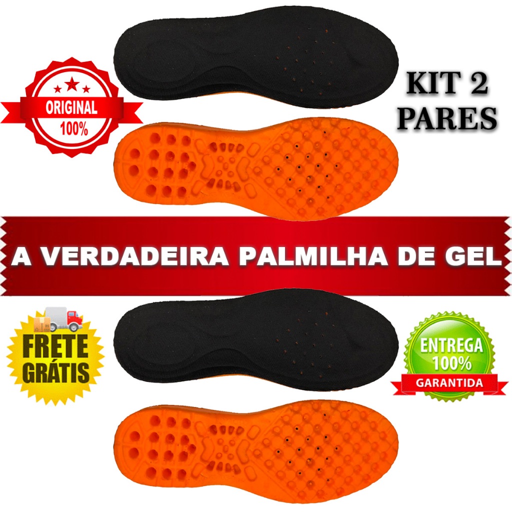 Kit 2 Palmilha Ortopédica de Gel para Coturno Bota Adventure Anatômica Anti Impacto Confortável