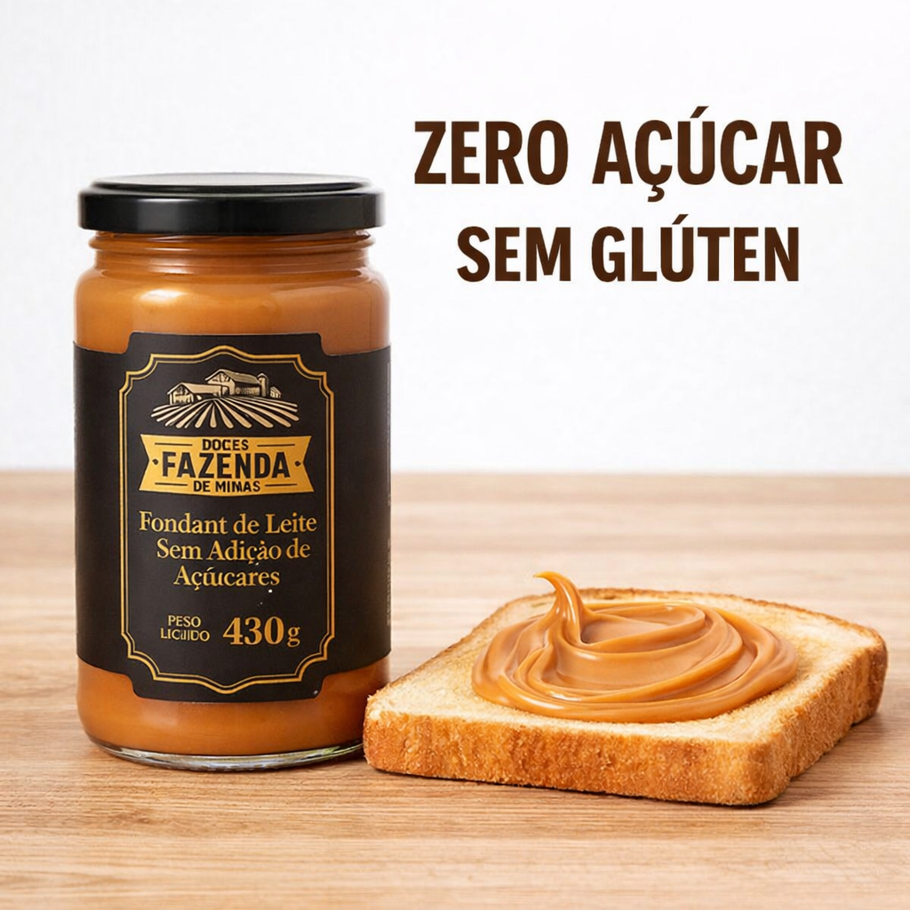 Doce de Leite Zero Açúcar Fazenda de Minas 430g | Tradicional, Cremoso e Sem Glúten - DELICIOSO
