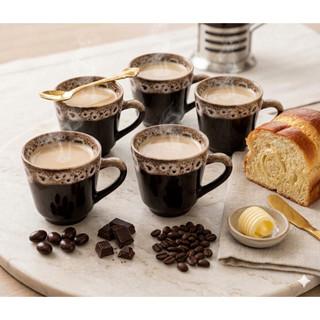 Jogo Xicara Café Chá Porcelana 200ml Caneca chicara Grande 6 Unidades Casa Mesa Decoração