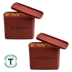 Kit com 2 Potes Herméticos Tupperware Jeitoso Mix Feijão Marrom 800ml