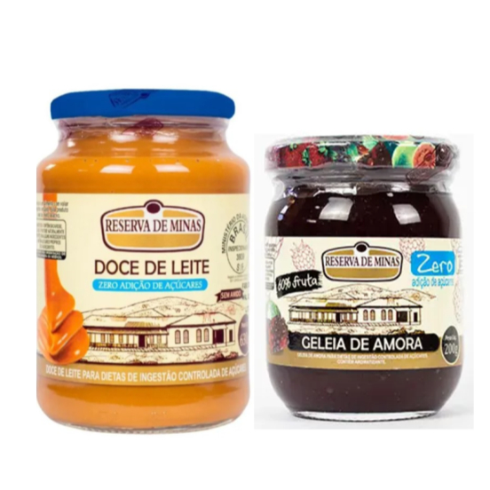 COMBO Doce de Leite 630g DIet Zero Açúcar  + Geléia de amora zero açúcar 200g