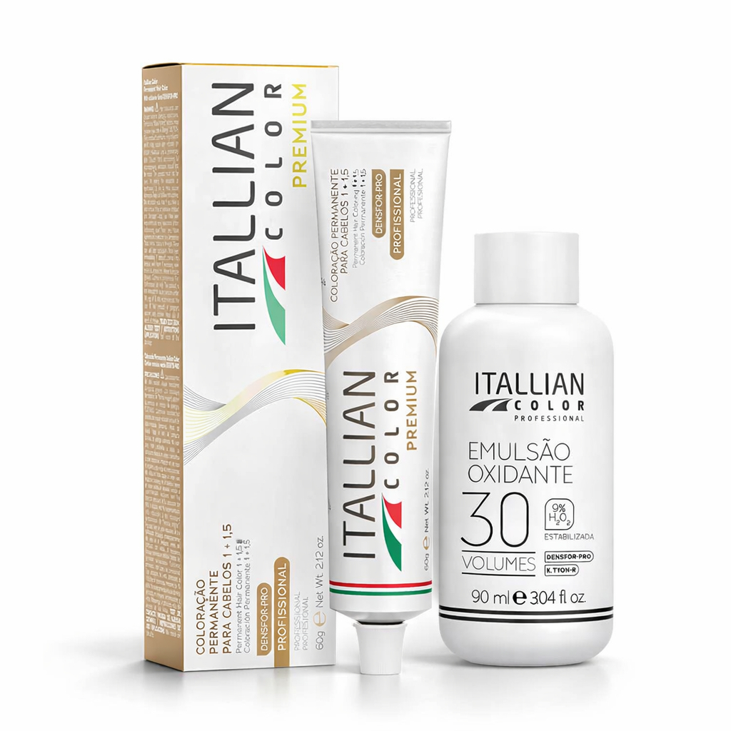 KIT Tinta de Cabelo Itallian Color + OX 30 Volumes Coloração Profissional,100% Cobertura dos Brancos Brilho e Tratamento em Oferta na Shopee