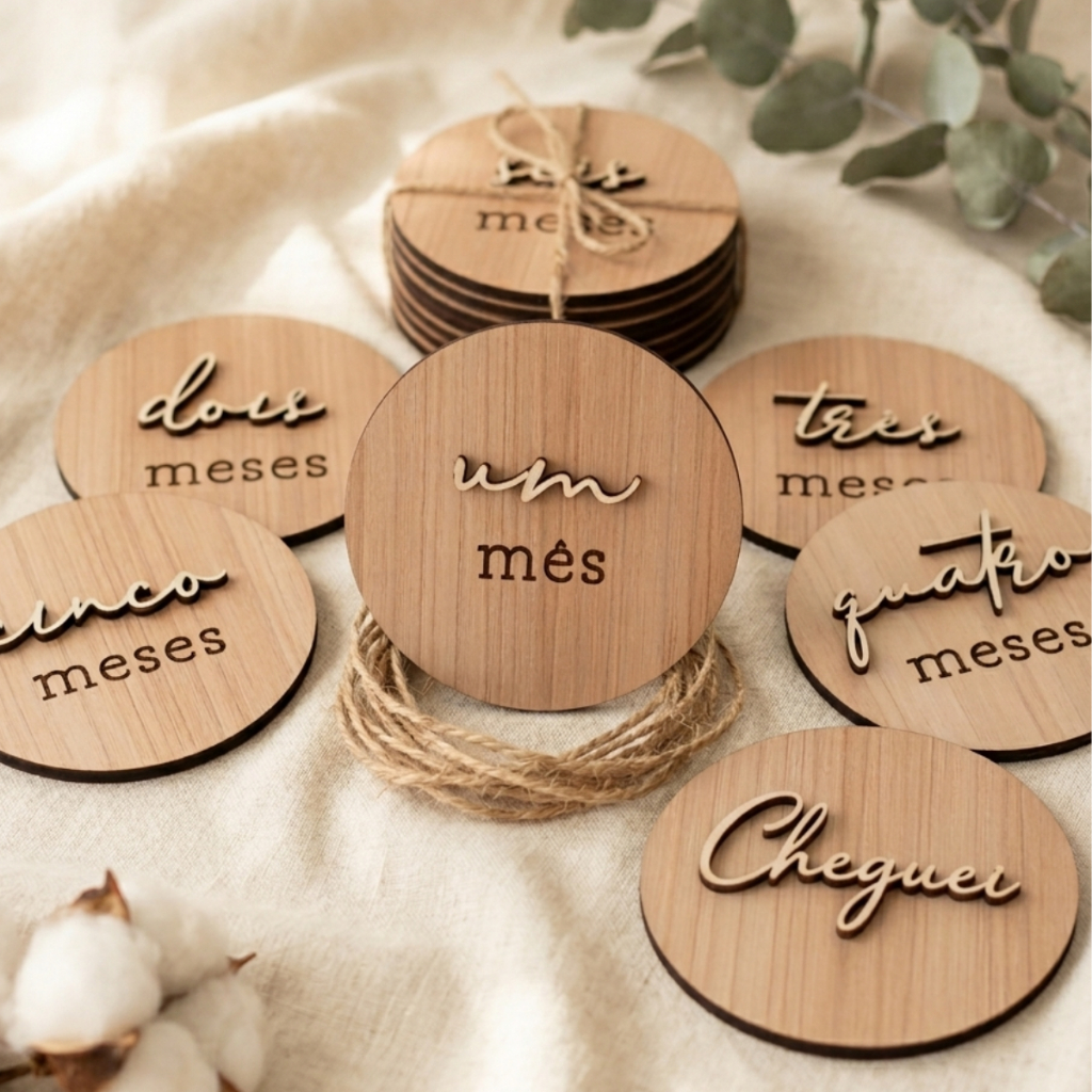 Kit 13 plaquinhas mesversário bebê cenário decoração para fotos em Oferta na Shopee