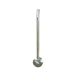 Bomba Chimarrão Inox Trançada Bocal Simples Bojo Fixo 23 Cm