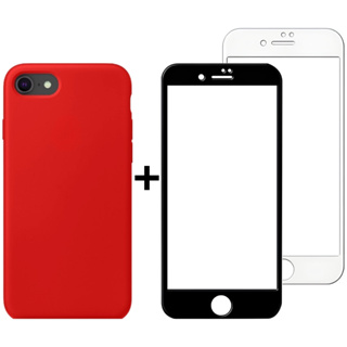 Kit Capinha e Película para Iphone 7, Iphone 8 e Iphone SE Case Colorida e Transparente Fechada nas Laterais e Silicone em Oferta na Shopee