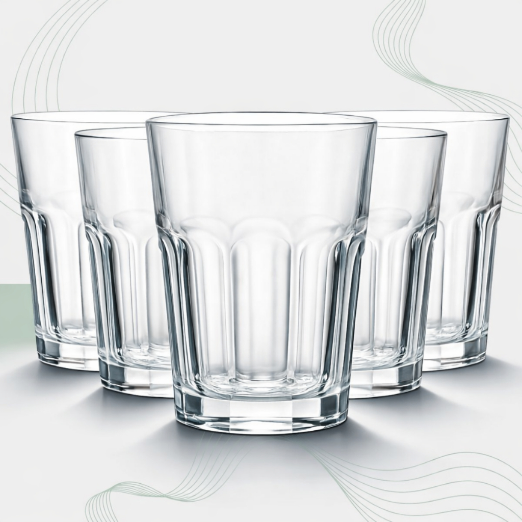 Jogo Copos de Vidro 350ml| Copo Elegante| Água Suco Drink |Transparente