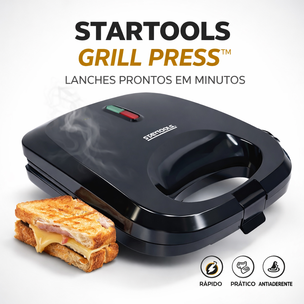 Sanduicheria e Grill Antiaderente Elétrica Cozinha Lanche Omeleteira 750W