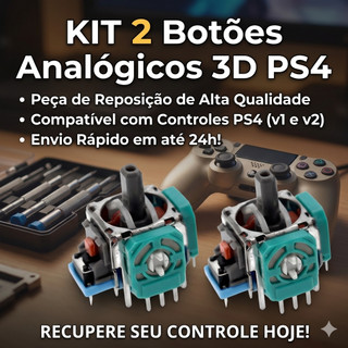 KIT 2 Botões Analógicos 3D PS4 Controle Playstation 4 Reposição Alta Qualidade + Envio Rápido