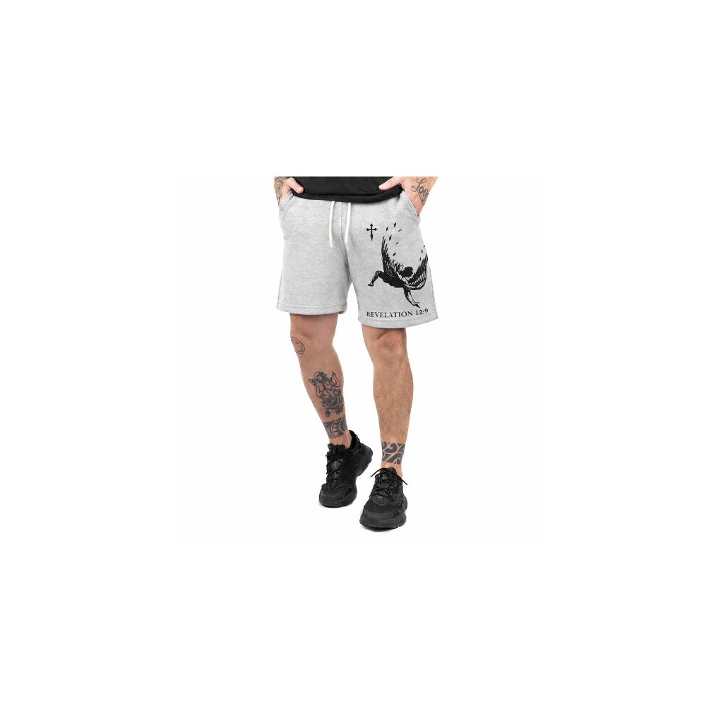 Bermuda Moletinho Masculina Estampada Anjo Caindo Academia Short Esporte Fitness Com ajuste Confortável Bolsos ss Casual