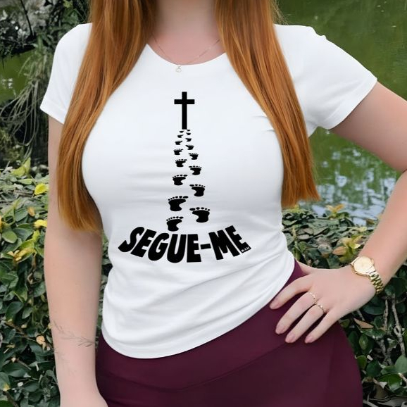 Camiseta Cristã Feminina e Masculina Blusinha Evangelica Cristã Cruz Segue-me Mc 8:34