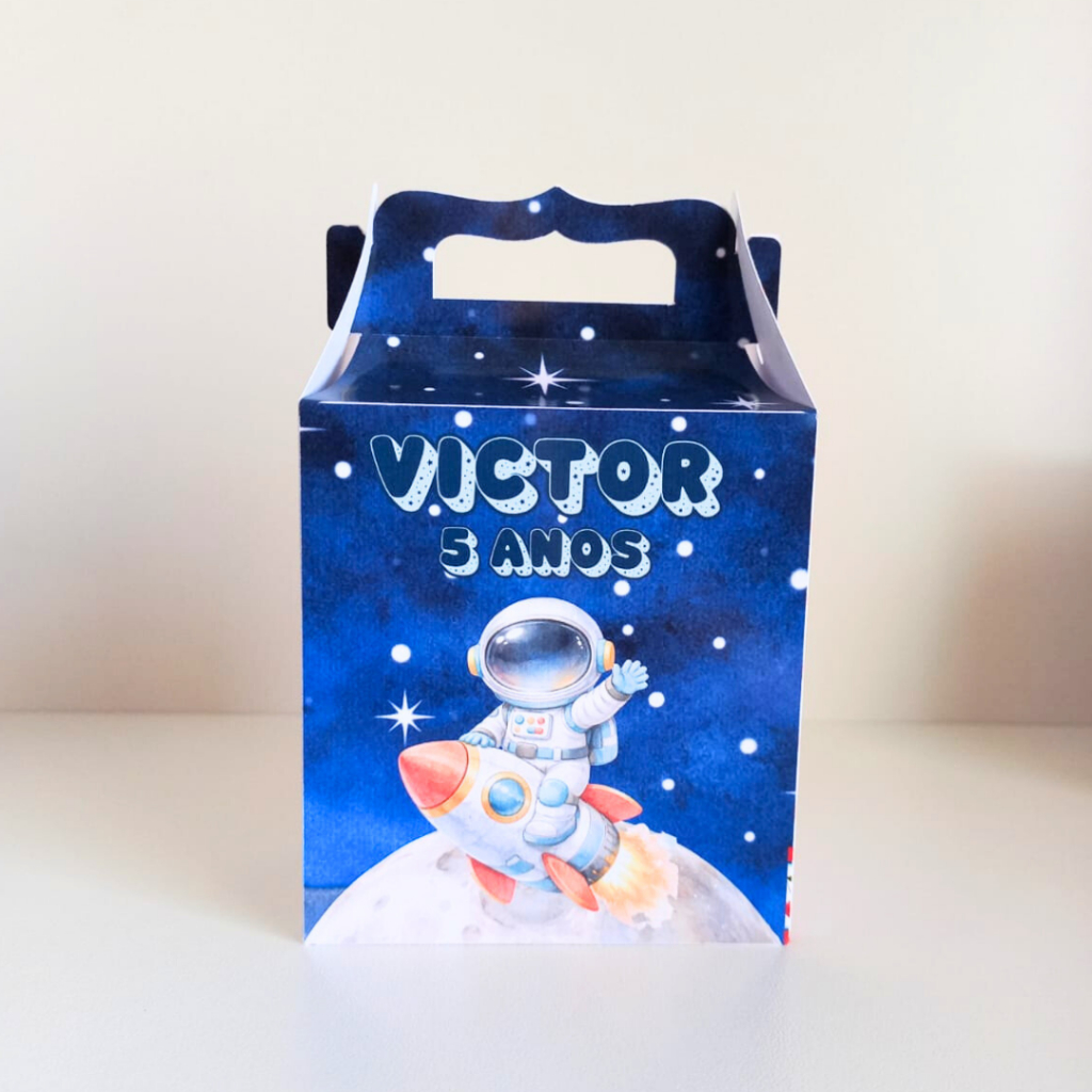 Caixa Maletinha Astronauta Personalizada Nome e Idade / Maletinha para Lembrancinha de Festa / Aniversário Infantil