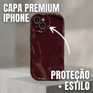 Capinha iPhone Estilosa Silicone Macio Anti Impacto Case Vermelha iPhone 11 12 13 14 15 16 Pro Max Plus