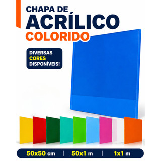 Acrílico Colorido Sólido 2mm. 50x50cm, 50x1m e 1x1m | Diversas Cores Disponíveis