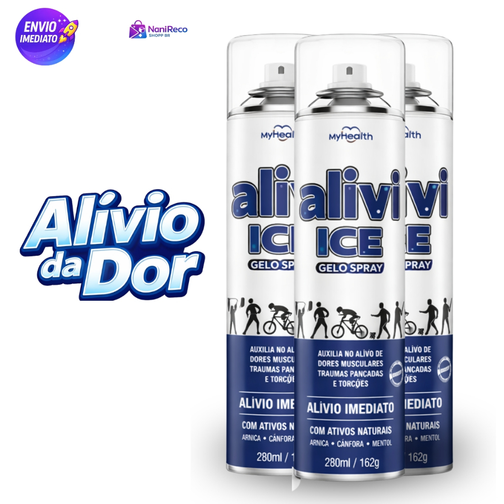Alivi Ice Spray Gelado Ação Rápida para Dores Musculares, Pancadas e Torções 280ml