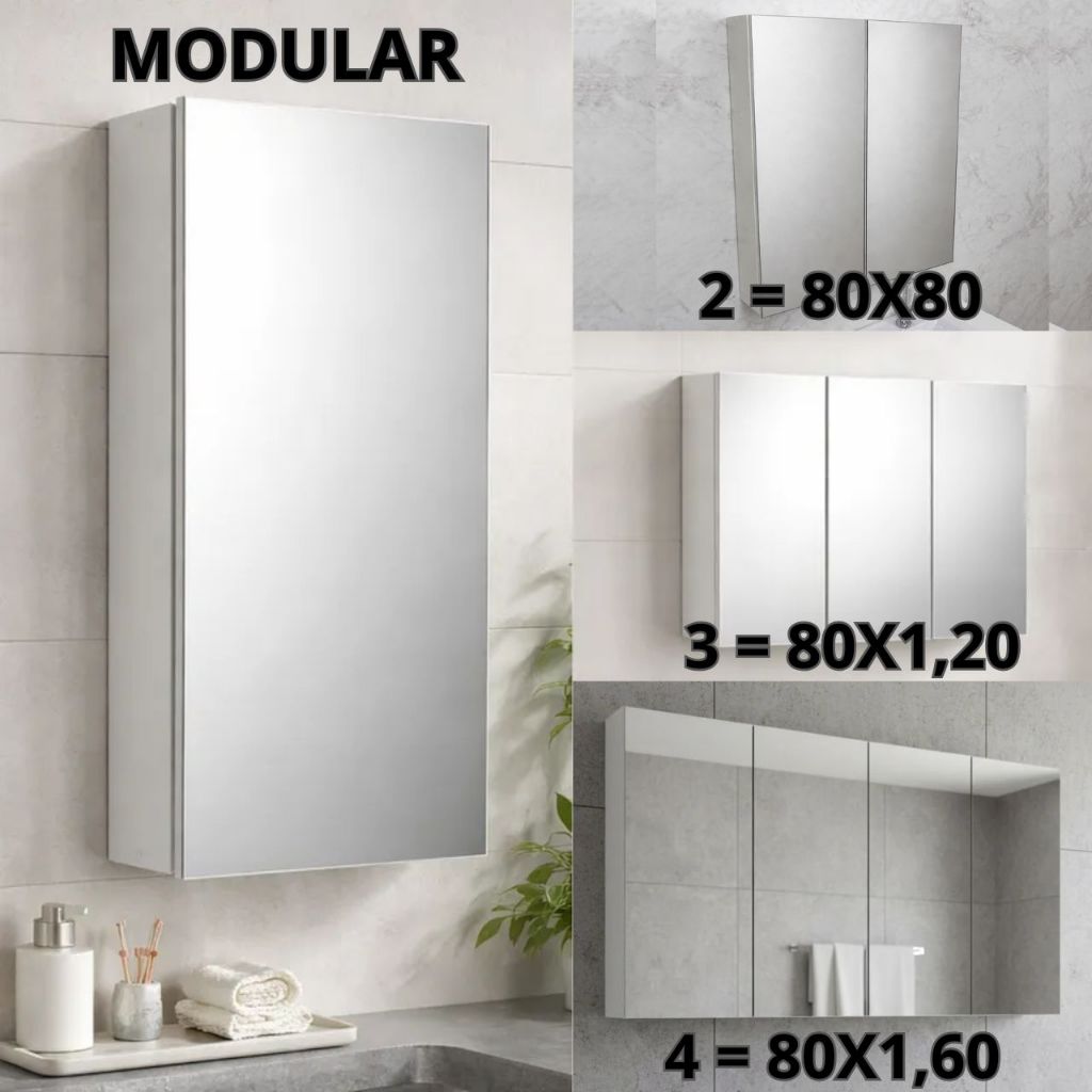 1Un. - Aéreo com Espelho 80 Altura x 40 Larg. Modular Grande MDF - Montado - 80cm/120cm/160cm em Oferta na Shopee