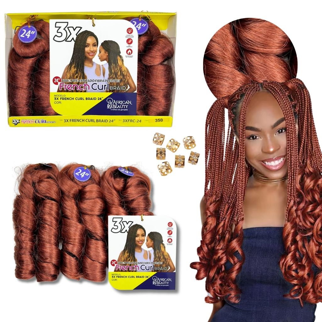 Cabelo Jumbo French Curl Ondulado P\ Trança Cacho Na Ponta Crochet Braid Boho
