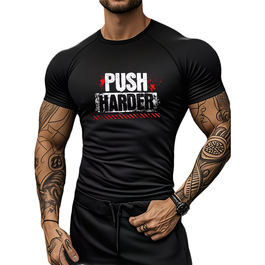 Camiseta de Compressão Push Hander Masculina Blusa Rash Guard Academia Treino Luta de Rua Jiu Jitsu UFC Venom Y2k