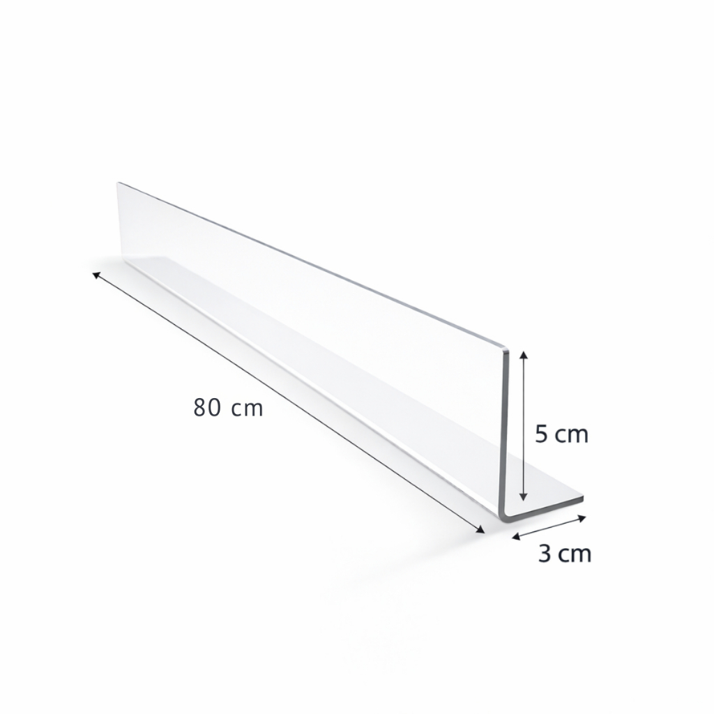 Kit Cantoneiras Prateleiras Gôndolas 80x5 cm Cristal Transparente
