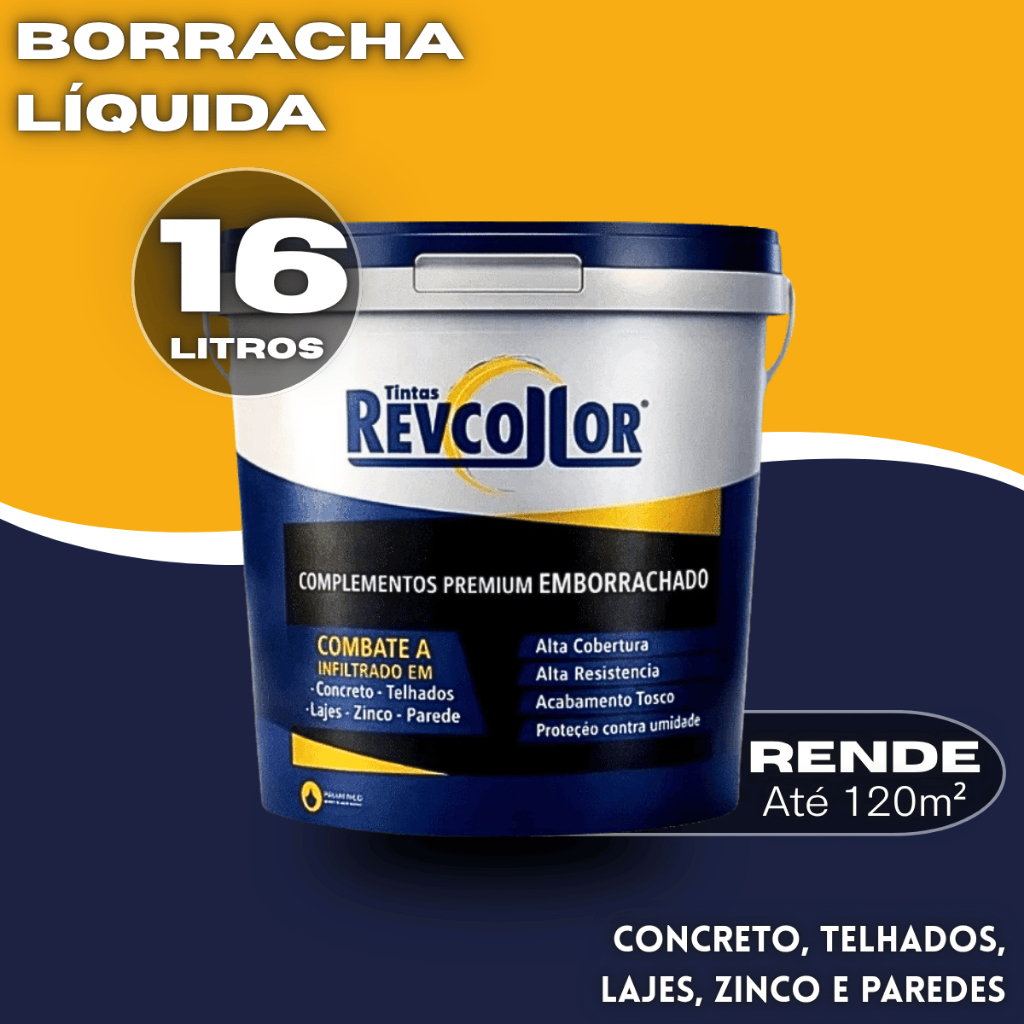 Borracha Liquida Incolor Revcollor 16L Manta Liquida Emborrachada Anti Goteira Laje Telhado Parede