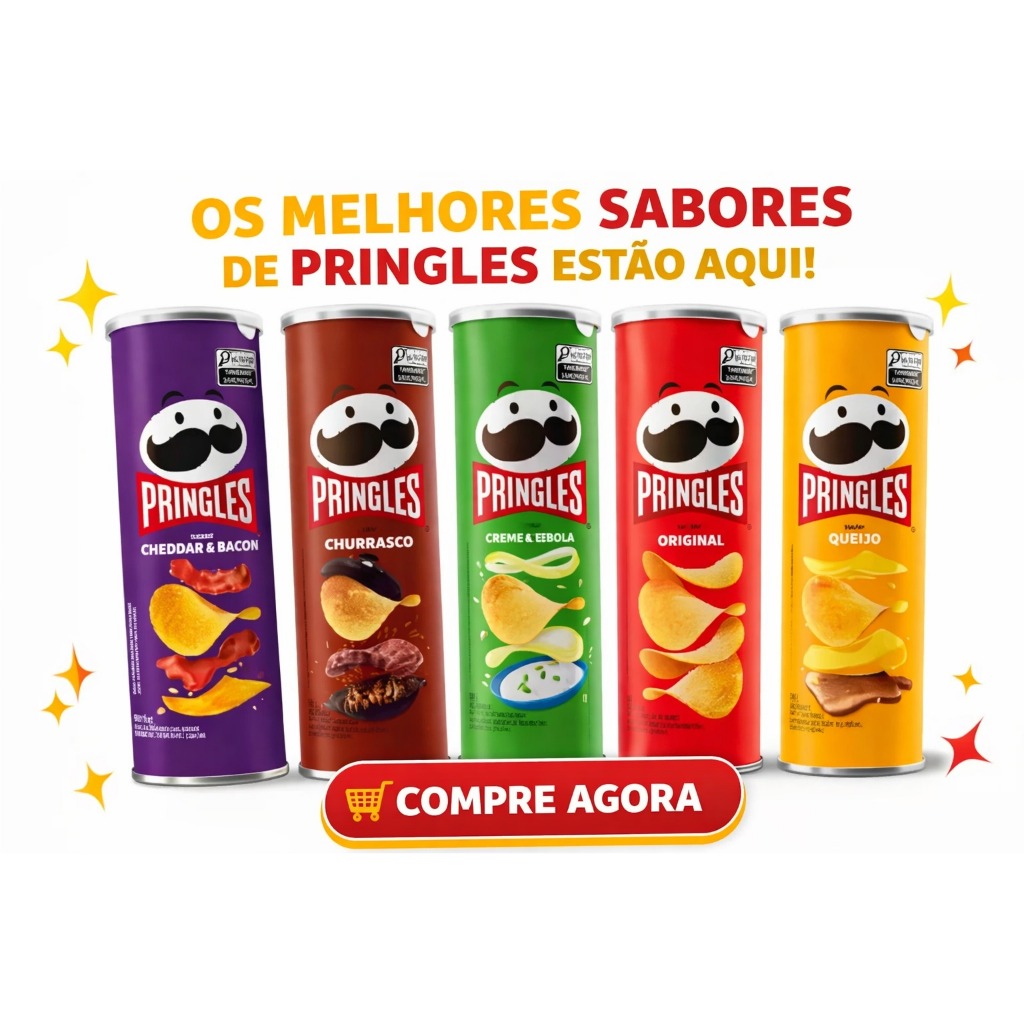 Kit 2 Batata Pringles - Original - Churrasco - Creme e Cebola - Cheddar e Bacon e Queijo