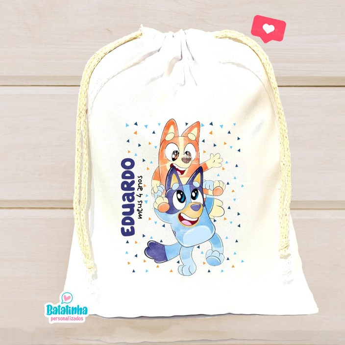 Saquinho Bluey personalizado para lembrancinha 20und