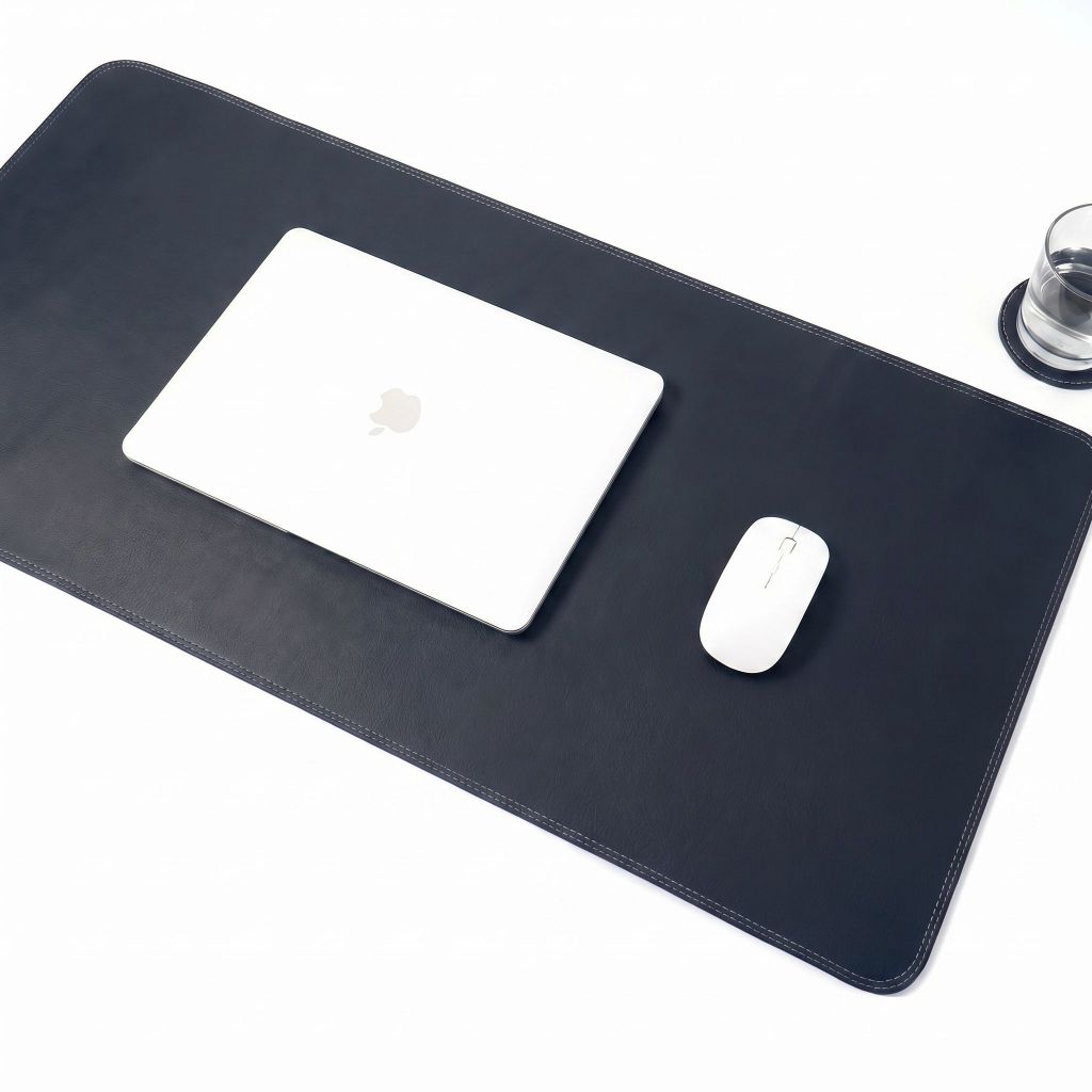 MousePad DeskPad 90x40cm Couro Sintético Borda Costurada Antiderrapante Gigante Tapete Mesa Trabalho Estudo Protetor