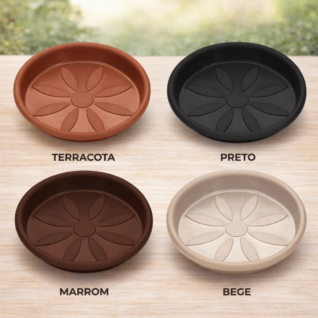 Prato vaso para plantas 4 opções de cores 4 opções de tamanhos  redondo De Plástico Resistente