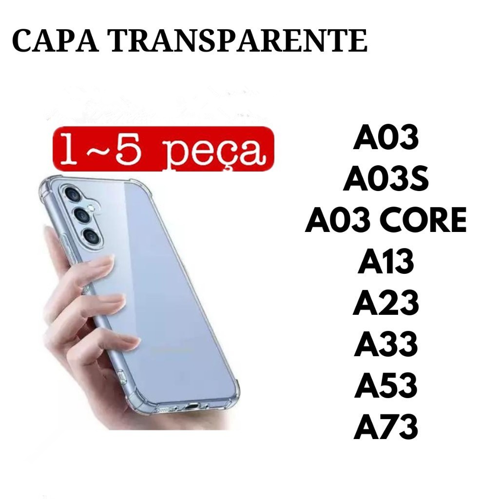Capa Transparente TPU Anti Shock Para Samsung A03 A03S A03S CORE A13 A23 A33 A53 A73