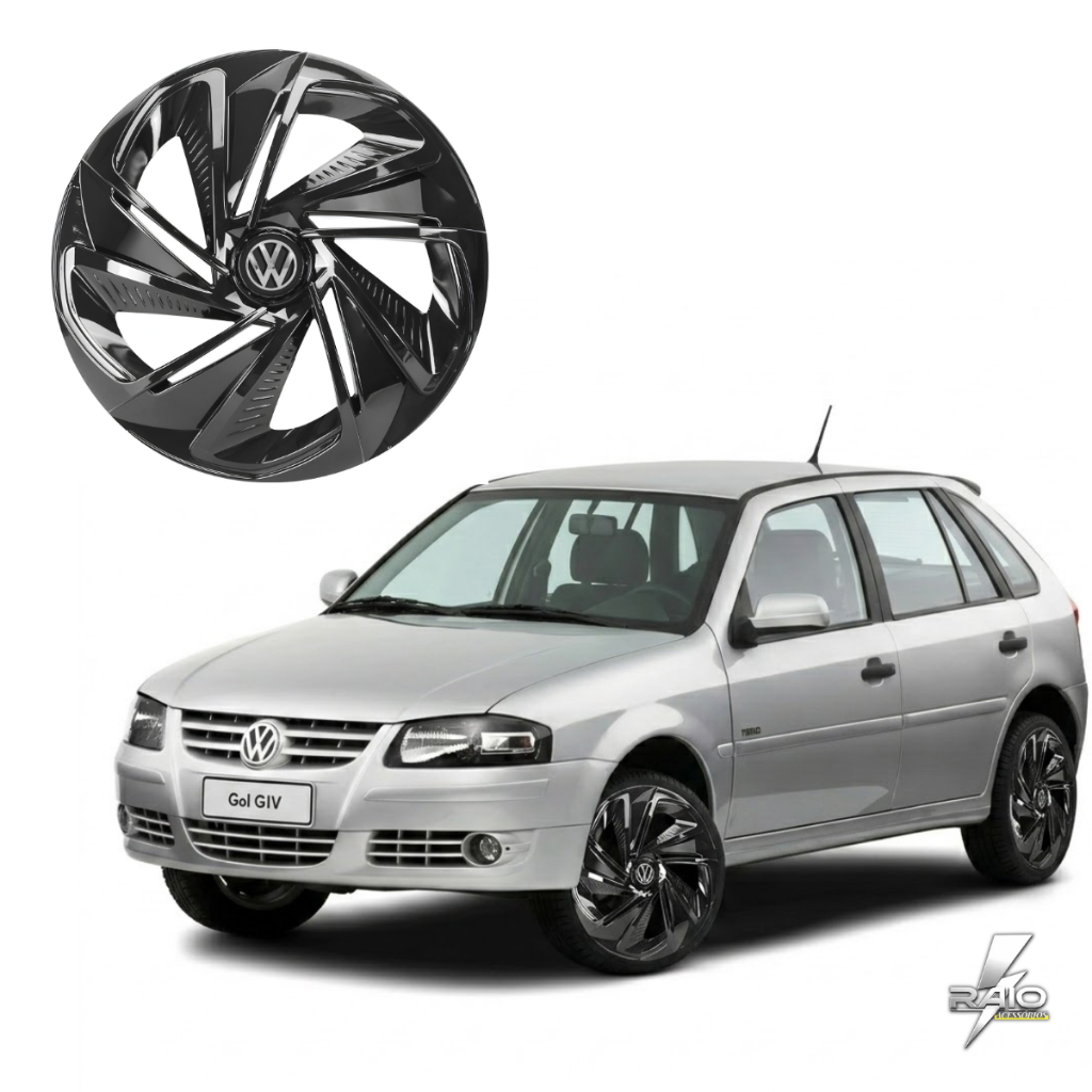 Calotas Volkswagen Gol Fox Aro 13 14 Unicolor Nitro Black Elite Premium Roda Ferro Original 4 Peças