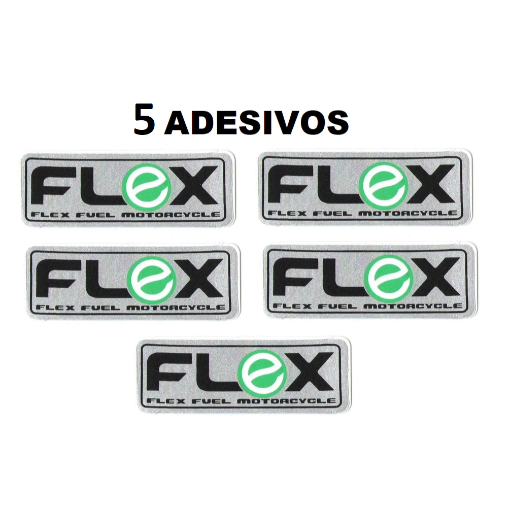 5 Adesivos Flex P/ Lateral Todas Motos(flex)fuel Biz100 125 CG125 150 Fan Bros 150 160 Xre190 300 CB300 Mix Flex