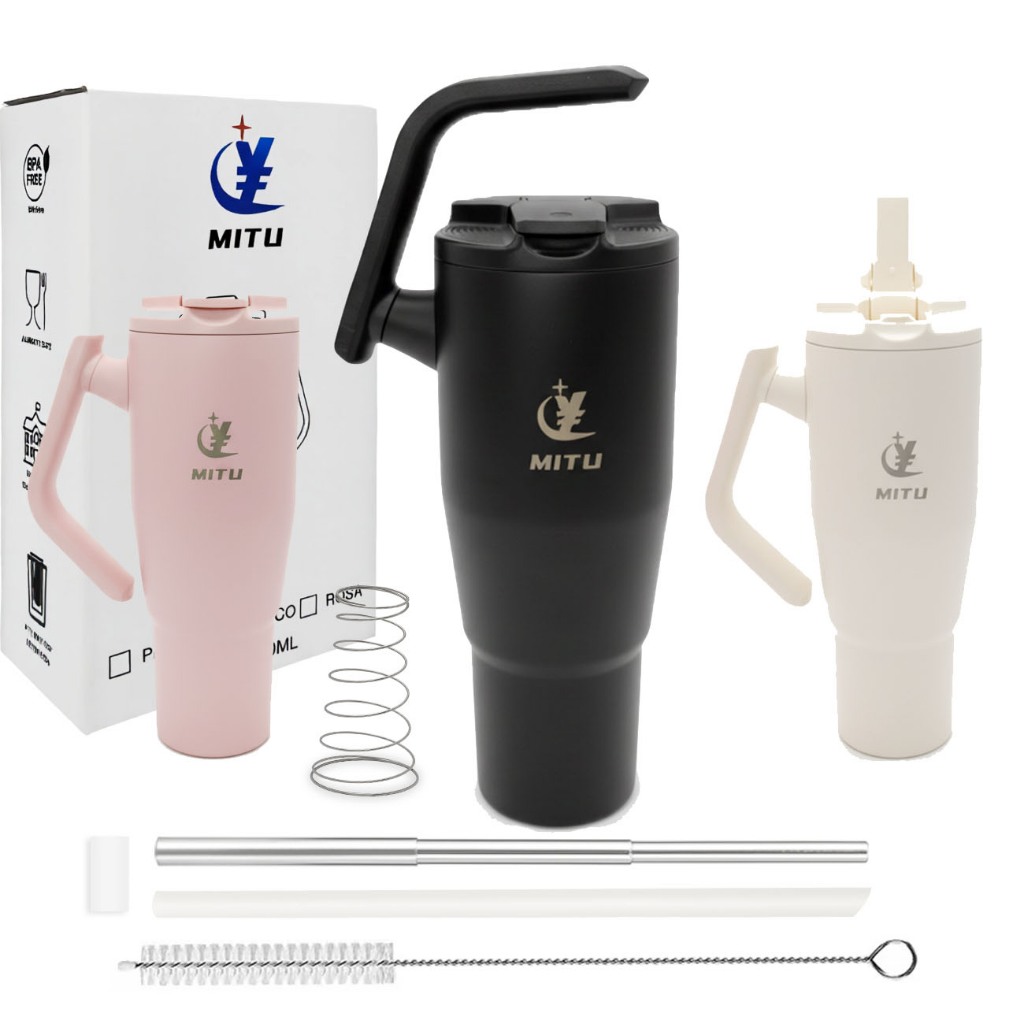 Caneca Térmica Inox 1.2L Novo Modelo Estilo Capacidade Generosa 304 Com Canudo Retrátil Inox e Alça Giratória
