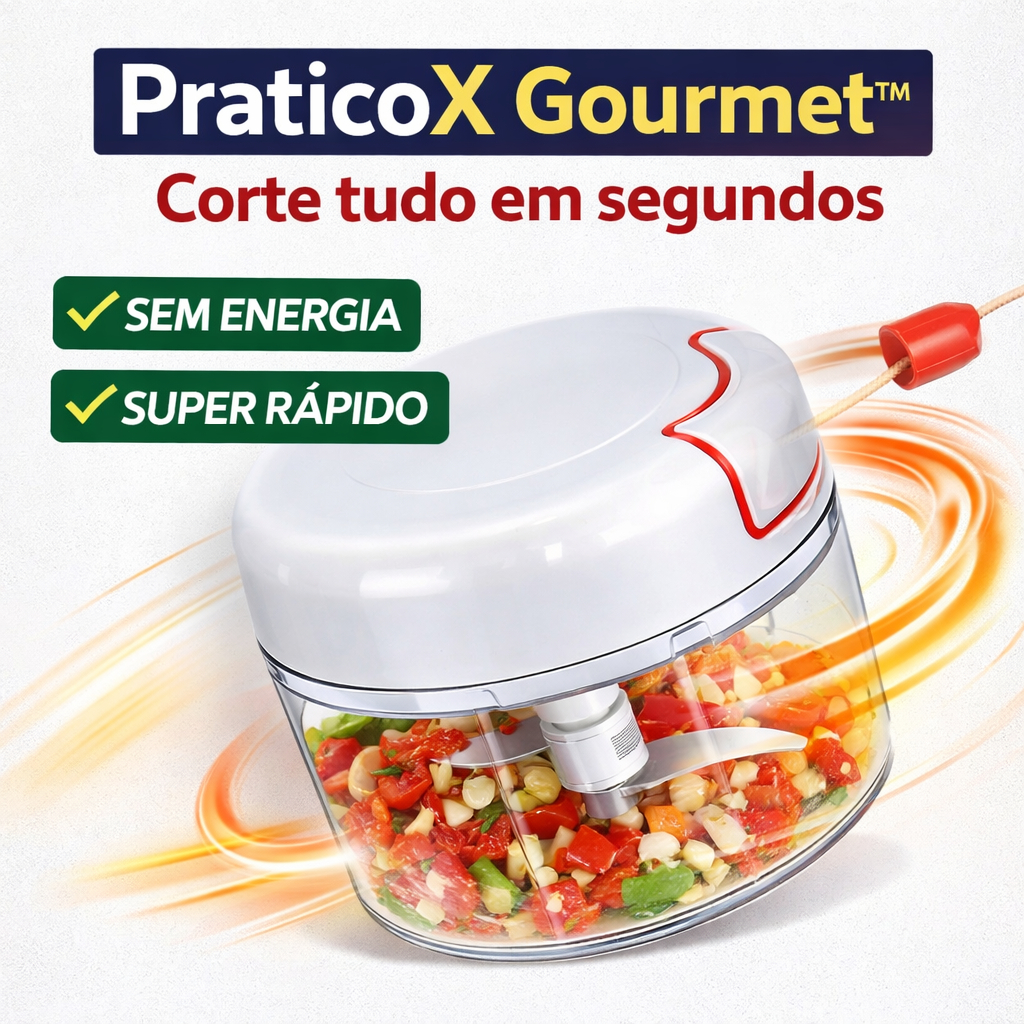 Mini Processador Triturador Manual Portátil com Corda 2 Lâminas Triturador PraticoX Gourmet