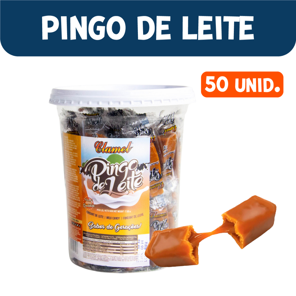 Pote Pingo de Leite 50un Clamel Doce de Leite Festa Junina Individual 500g