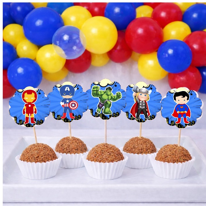 Topper de docinhos ou cupcake HERÓIS CUTE/Festa HERÓIS CUTE/