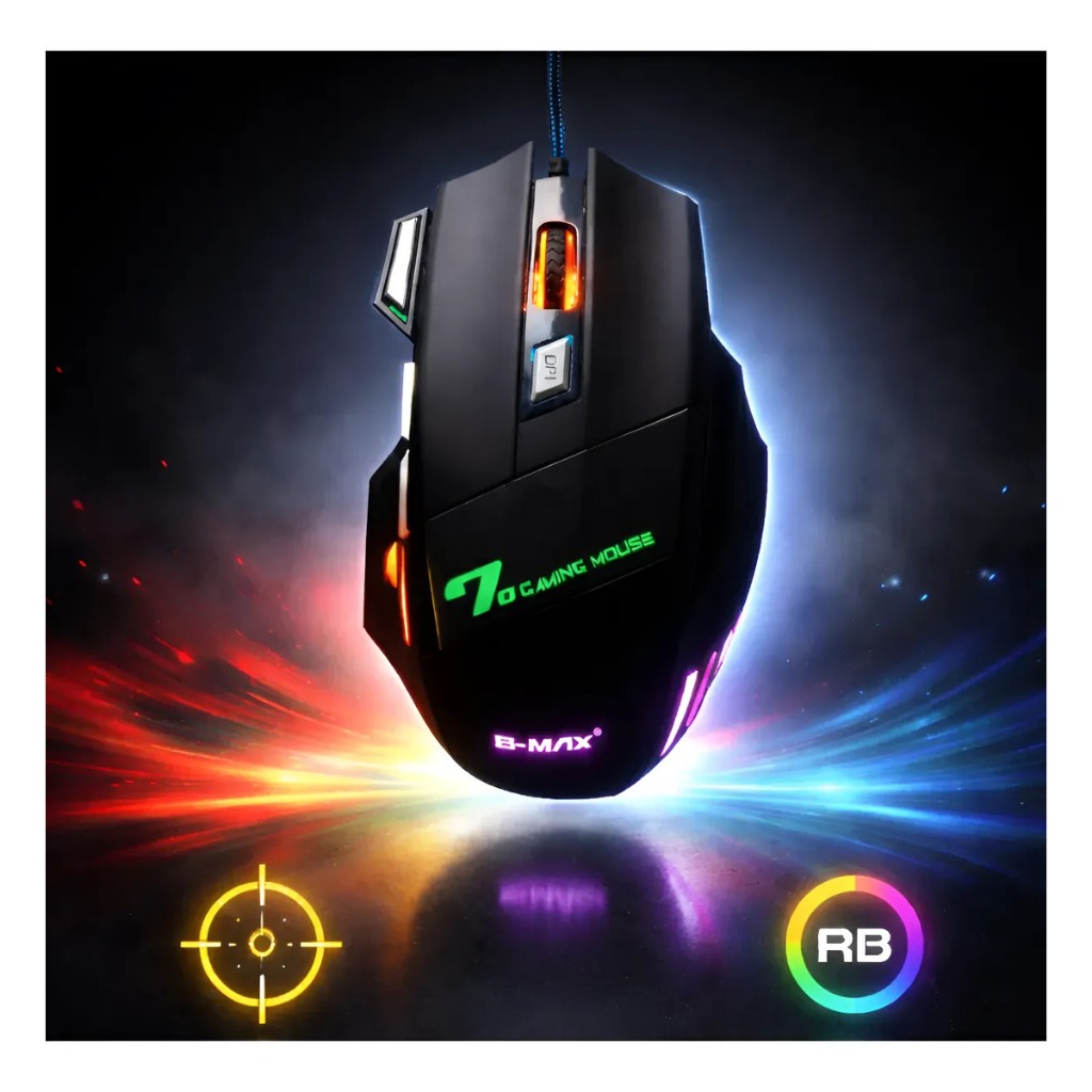 Mouse Gamer Usb Com Led 7 Botões 2400dpi Óptico Pc Notebook