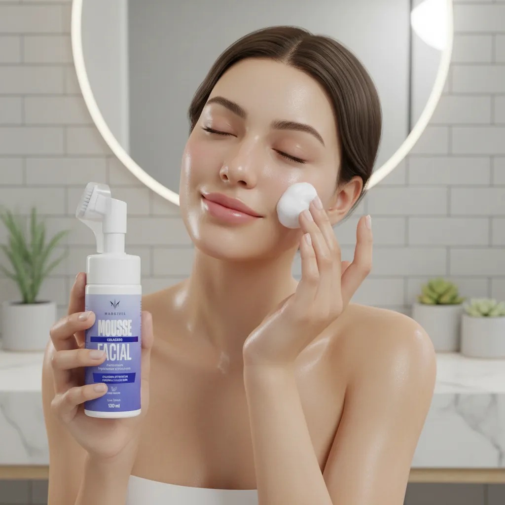 Espuma de Limpeza Facial Colágeno Aloe Vera Antiidade Hidratante Limpeza Profunda Skincare
