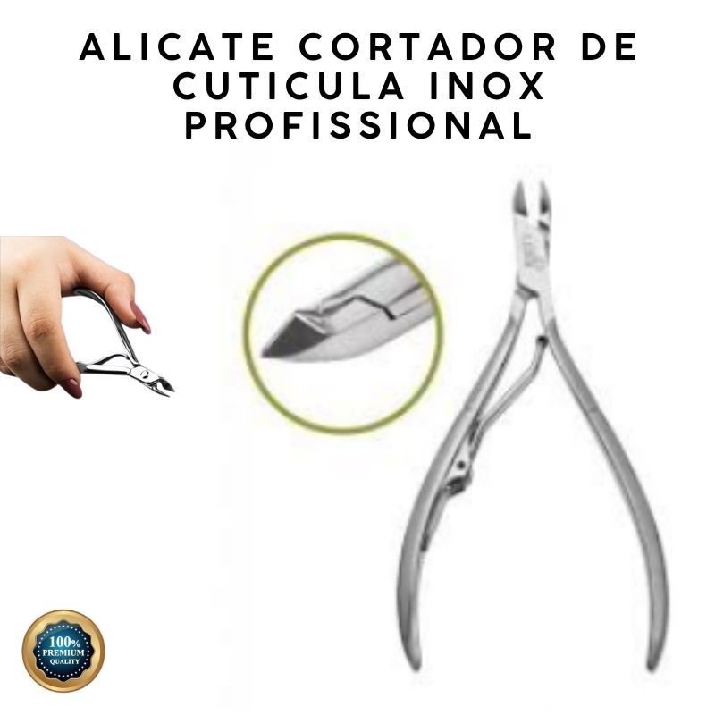 Alicate de Unha Cortador de Cuticula Aço Inox Profissional para Corte Manicure Pedicure