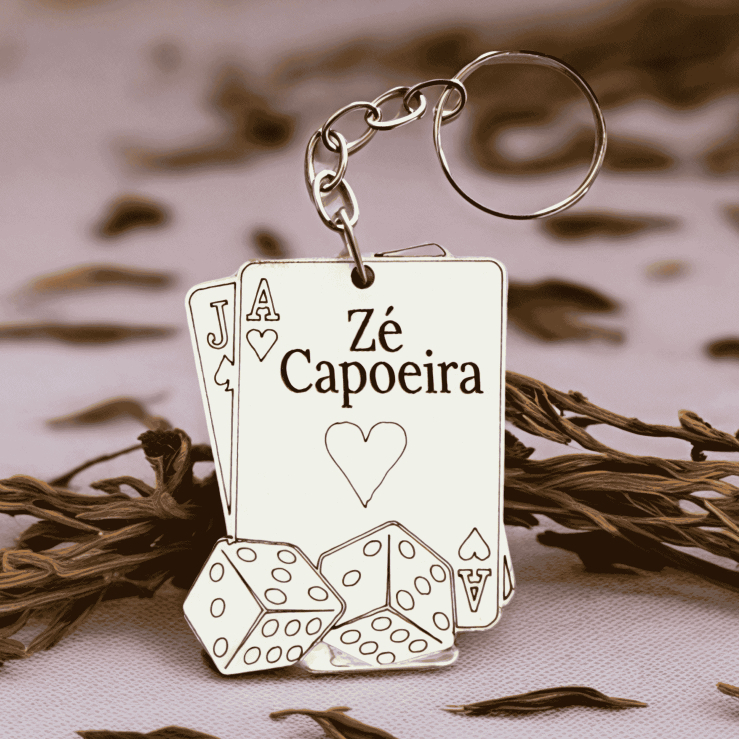 Kit Chaveiro BRANCO ZÉ CAPOEIRA BARALHO - DADO, para orixás, umbanda, candomblé, lembrancinhas