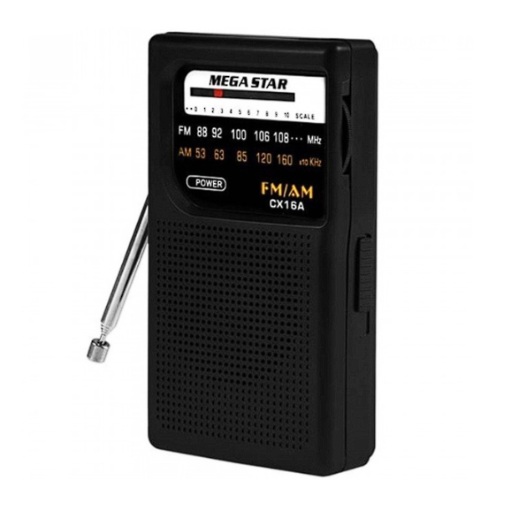 Rádio Portátil MegaStar CX16A Rádio Portátil AM/FM AM/FM à Pilha Compacto Leve com Antena Retrátil