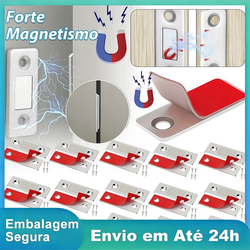 Fecho Magnético de Ímã Neodímio Ultra Forte para Armário e Gaveta com Fita Adesiva
