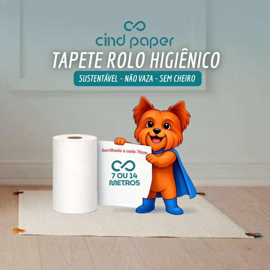Tapete Higiênico Biodegradável para Cães – Alta Absorção – Cindpaper em Rolo 7 ou 14m