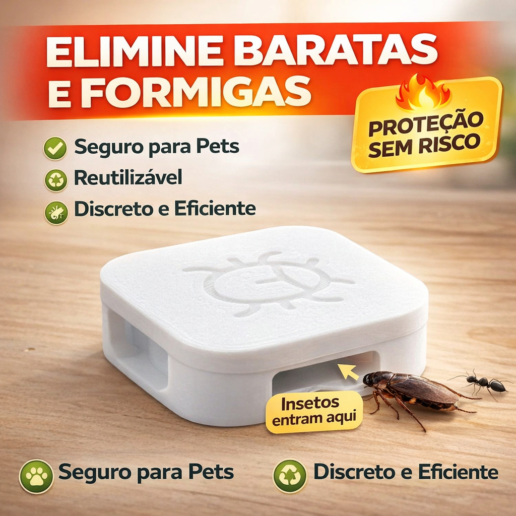 Dispenser Porta Veneno para Barata e Formiga Reutilizável | Armadilha Segura Pet | Caixa Isca Insetos | 4x4cm